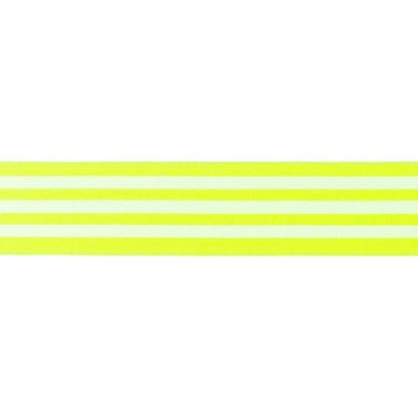 Gummiband Streifen Neon Gelb-Weiß Breite 4 cm